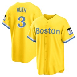 Babe Ruth Boston Red Sox Youth Replica Gold/ 2021 City Connect Player Jersey - Light Blue
