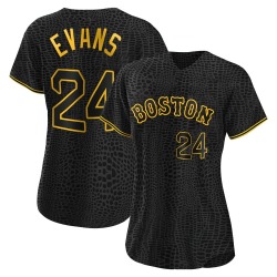 Dwight Evans Boston Red Sox Women's Replica Snake Skin City Jersey - Black
