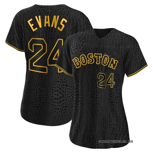 Dwight Evans Boston Red Sox Women's Replica Snake Skin City Jersey - Black