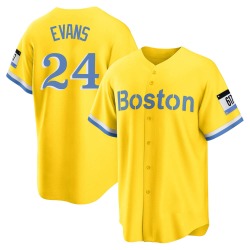 Dwight Evans Boston Red Sox Youth Replica Gold/ 2021 City Connect Player Jersey - Light Blue