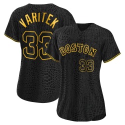 Jason Varitek Boston Red Sox Women's Authentic Snake Skin City Jersey - Black