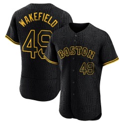 Tim Wakefield Boston Red Sox Men's Authentic Snake Skin City Jersey - Black