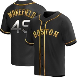 Tim Wakefield Boston Red Sox Men's Replica Alternate Jersey - Black Golden