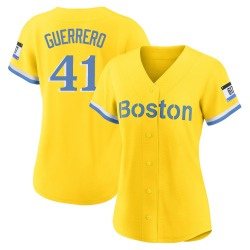 Tyron Guerrero Boston Red Sox Women's Authentic Gold/ 2021 City Connect Player Jersey - Light Blue